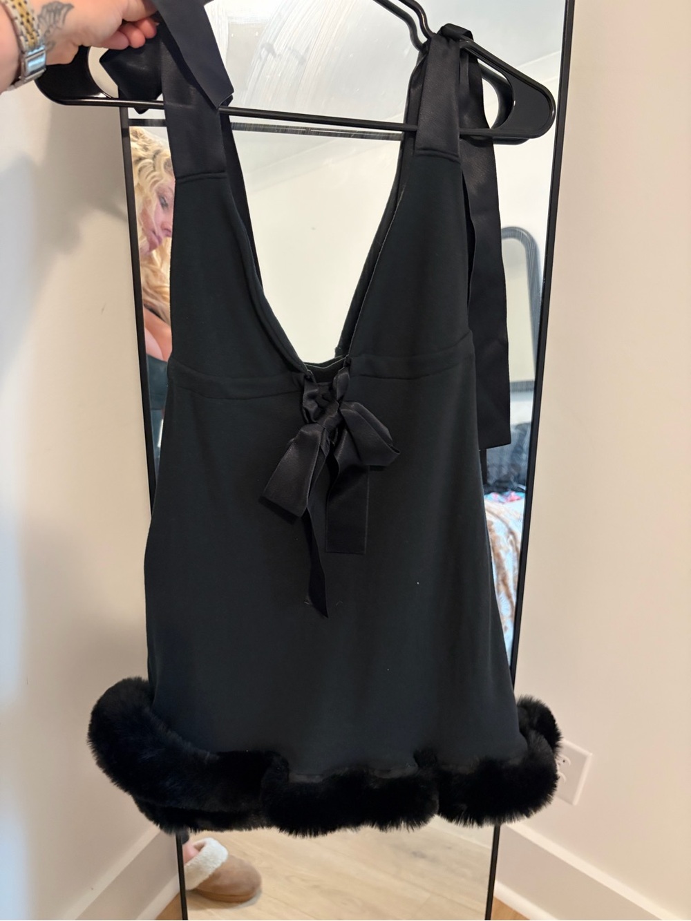 Skims cloud Mini Dress with Faux Fur Hem